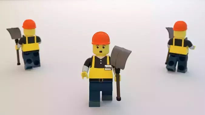 Lego worker with shovel 3D model