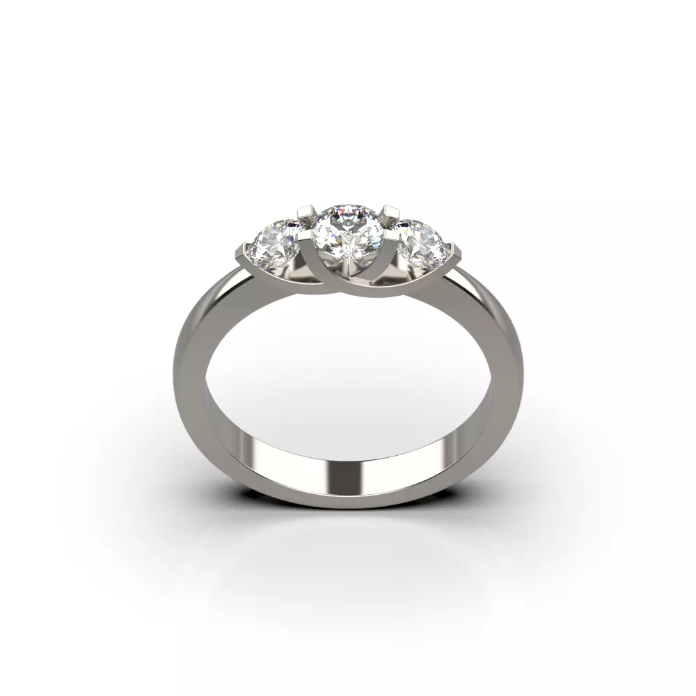 Three Stone Engagement Ring2 3D print model