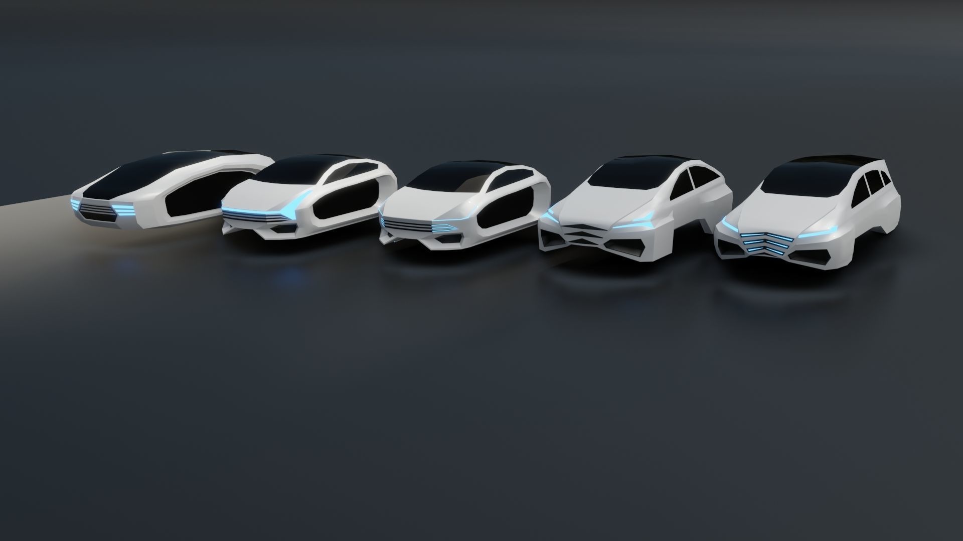 Concept Sci-fi future lowpoly car pack cyberpunk 3D model_4