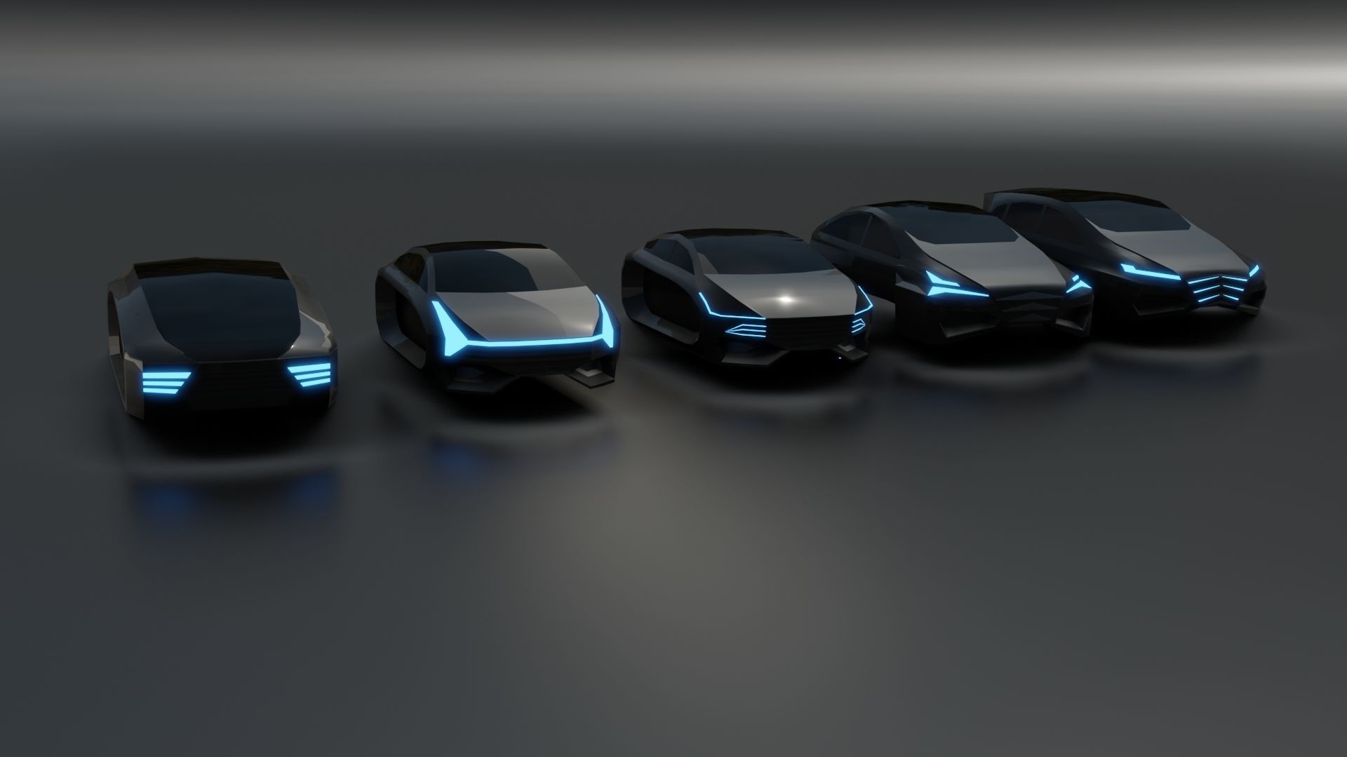 Concept Sci-fi future lowpoly car pack cyberpunk 3D model_2