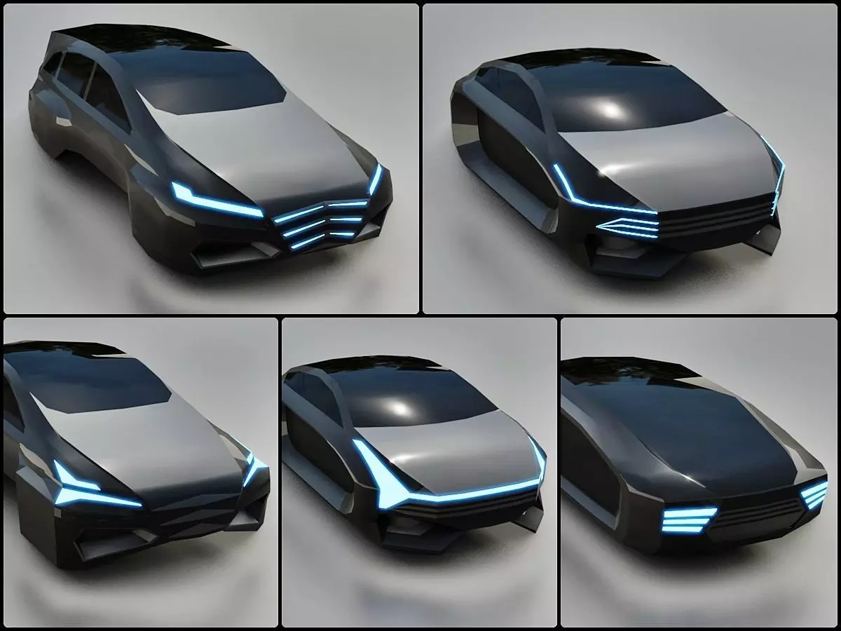 Concept Sci-fi future lowpoly car pack cyberpunk 3D model_0