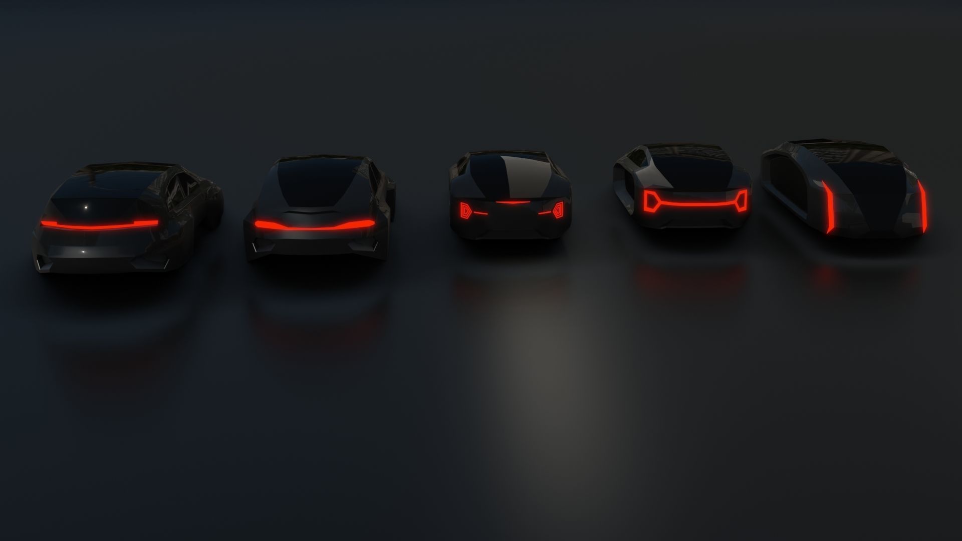 Concept Sci-fi future lowpoly car pack cyberpunk 3D model_3