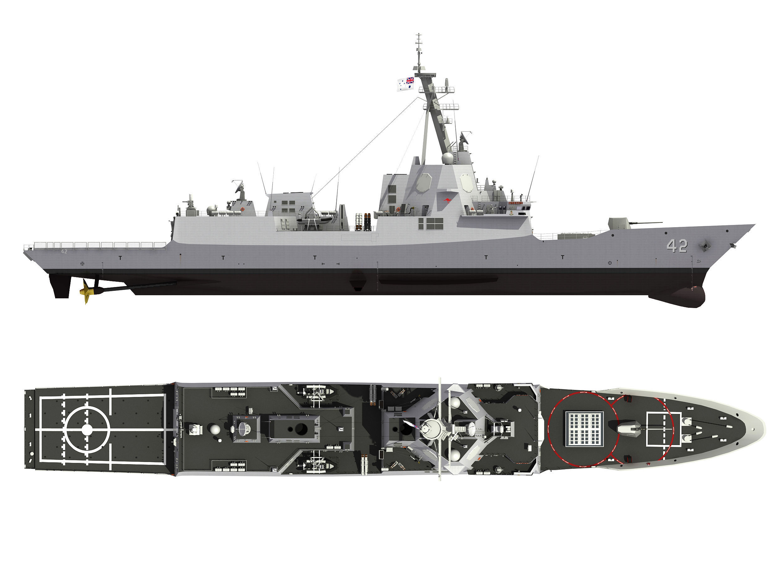 HMAS SYDNEY - HOBART CLASS DESTROYER 3D model_7