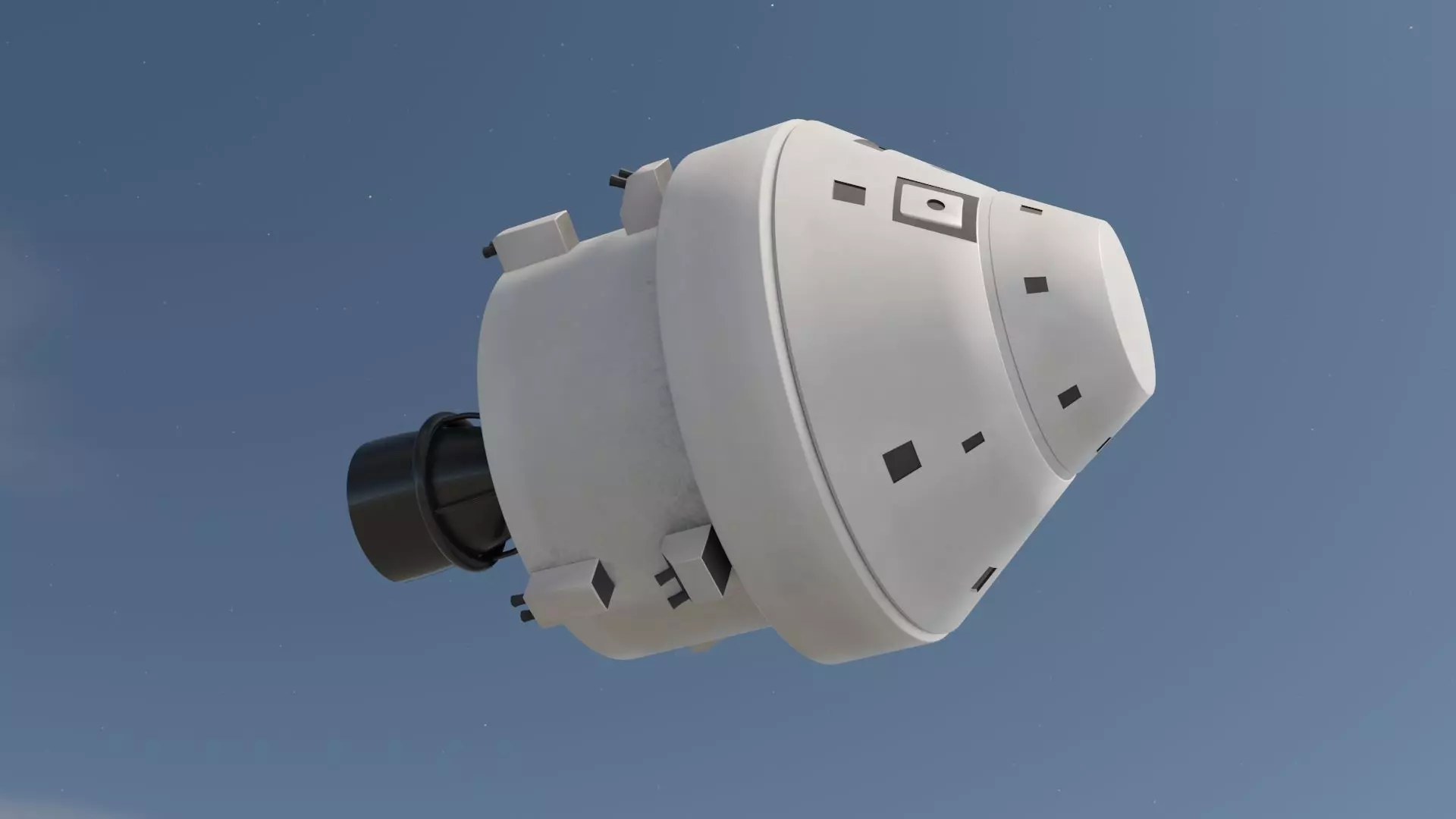 Spaceship 3D model spacecraft flying in sky Low-poly 3D model_0