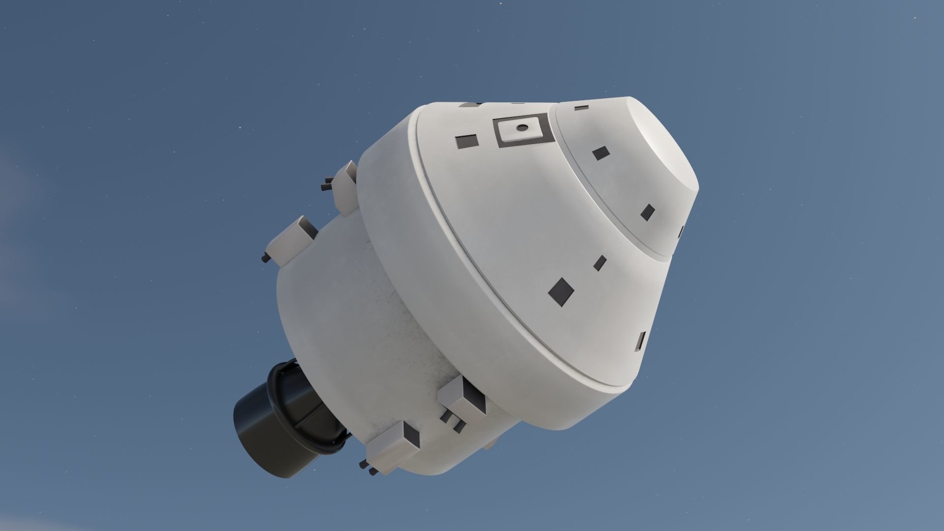 Spaceship 3D model spacecraft flying in sky Low-poly 3D model_11