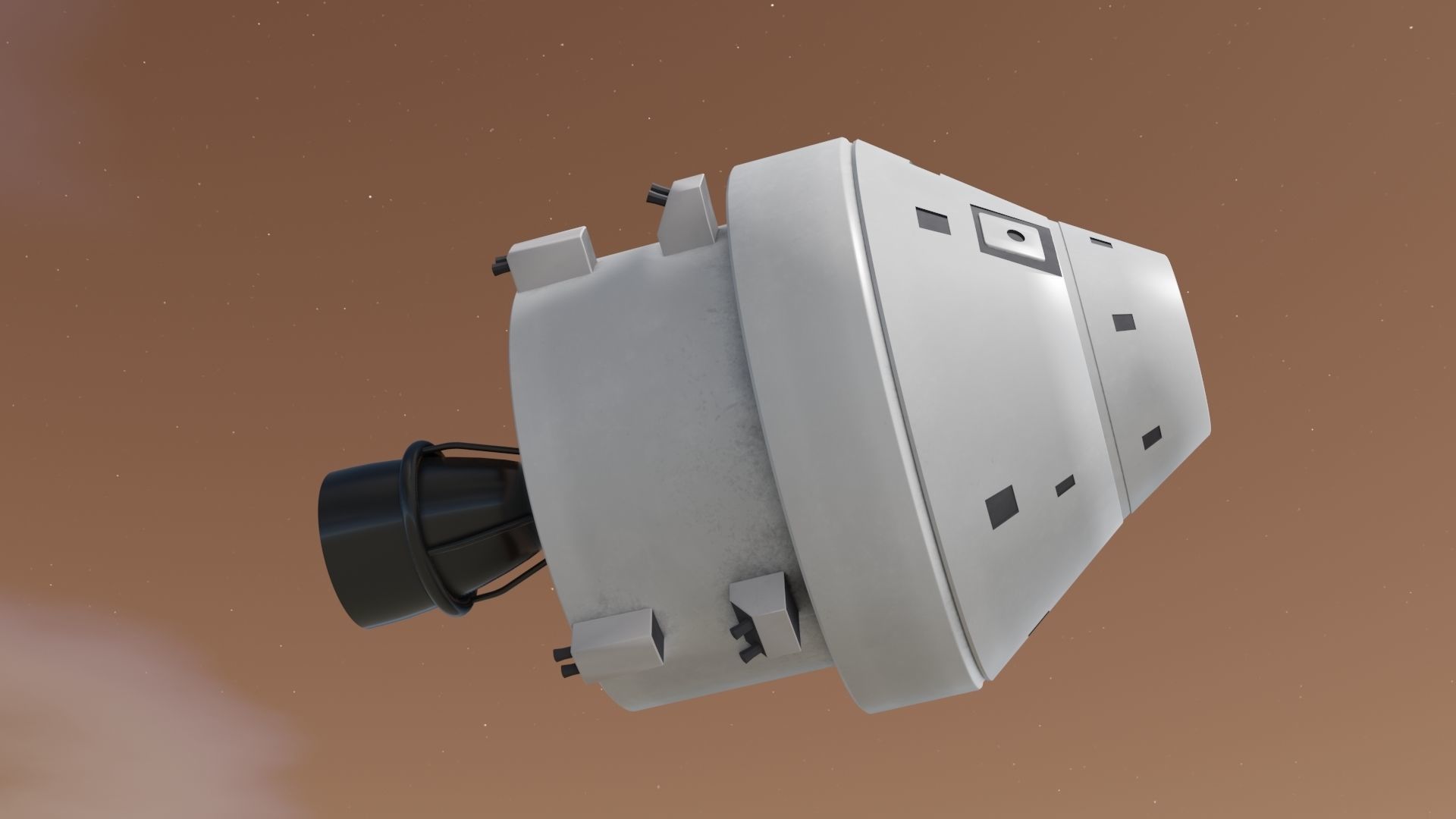 Spaceship 3D model spacecraft flying in sky Low-poly 3D model_8