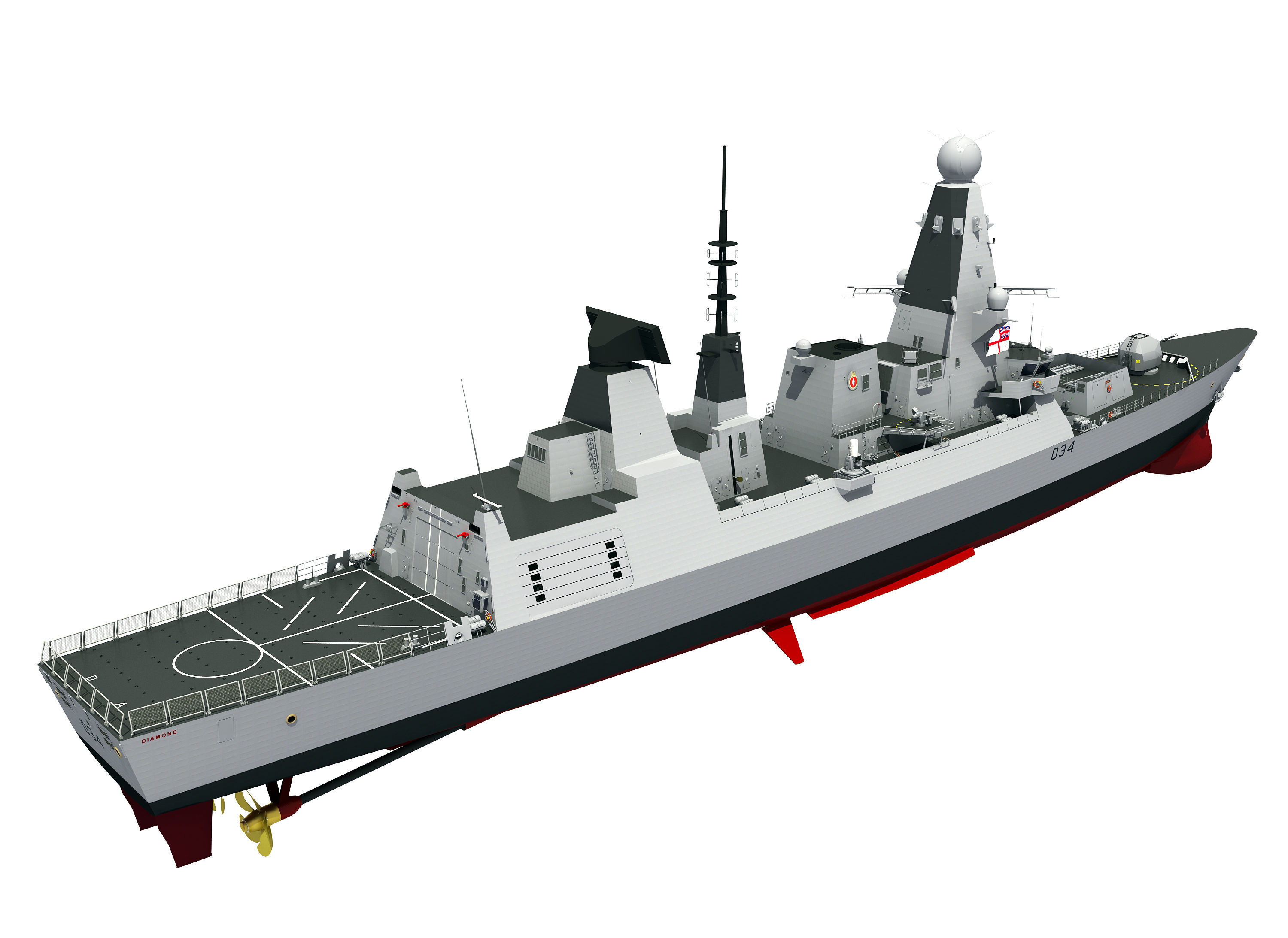 TYPE-45 DESTROYER HMS DIAMOND 3D model_8