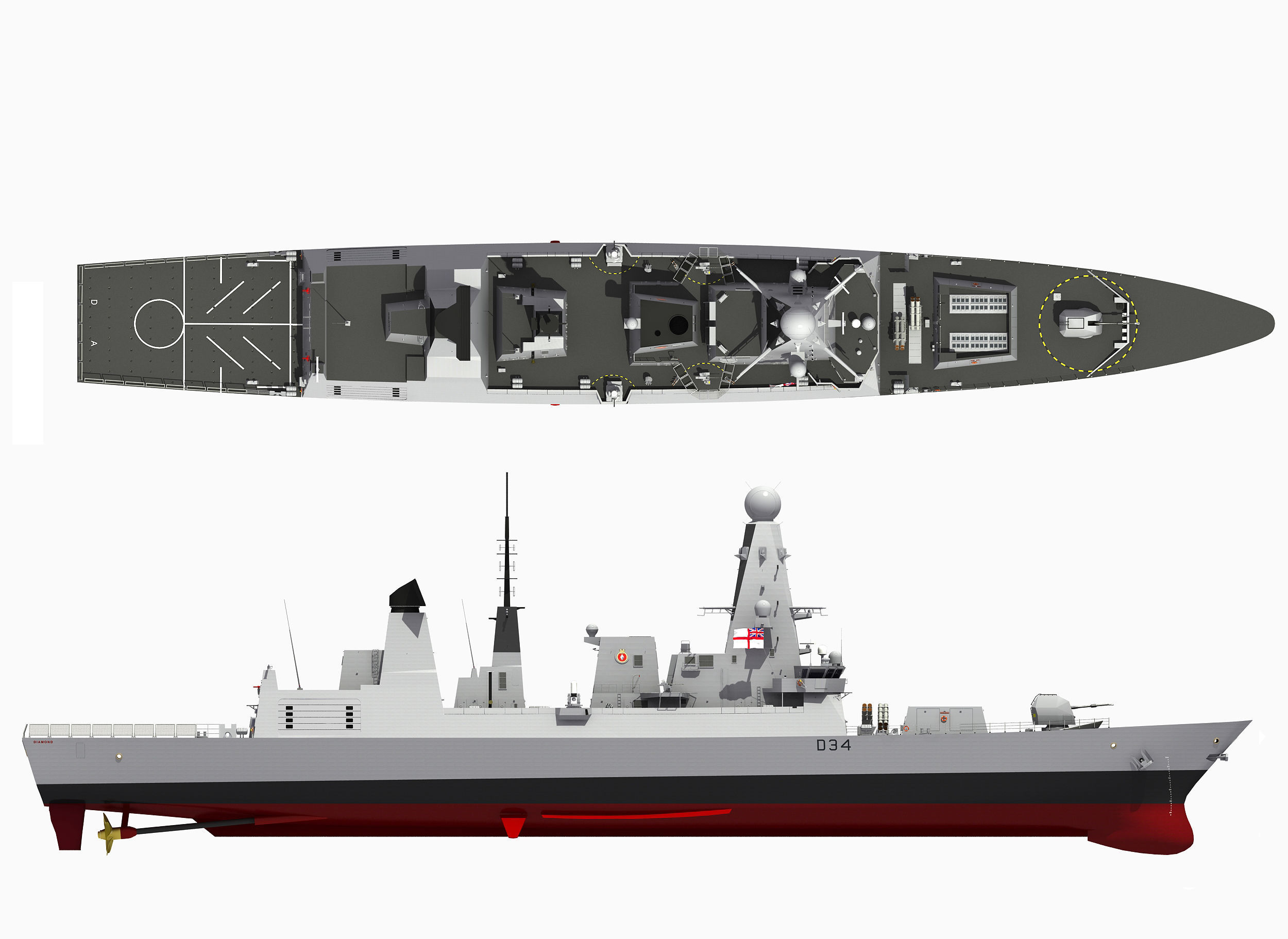 TYPE-45 DESTROYER HMS DIAMOND 3D model_11
