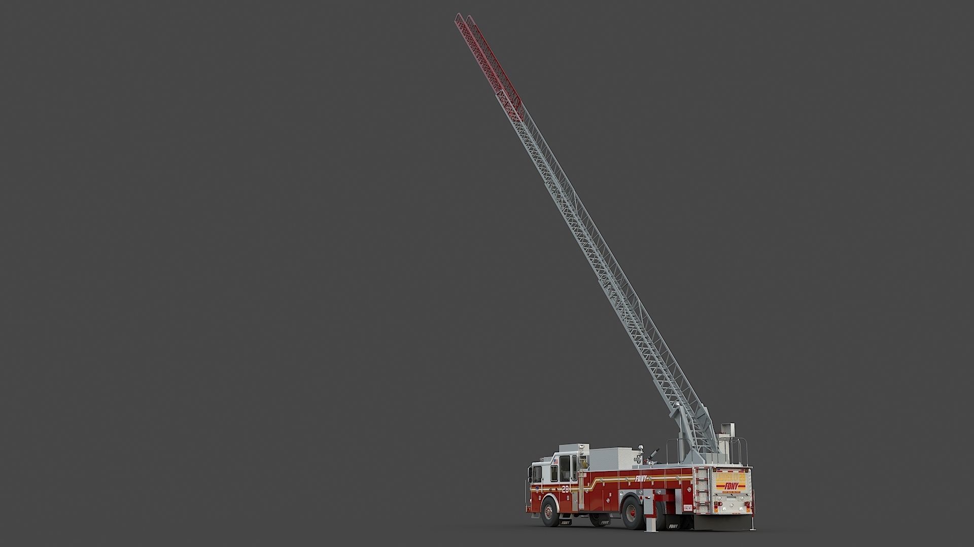 Fire Truck FDNY Ladder with Interior Low-poly 3D model_30