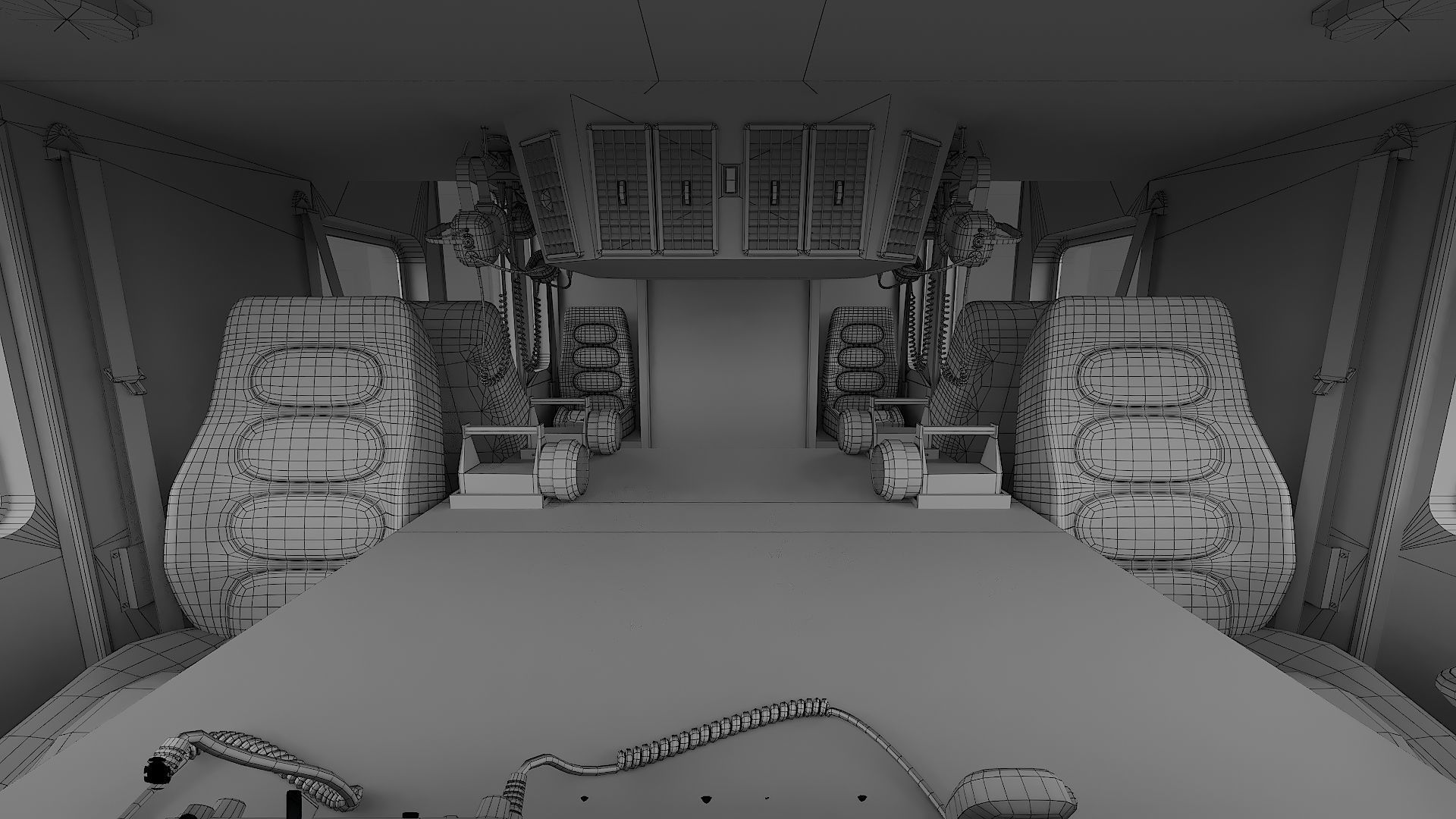 Fire Truck FDNY Ladder with Interior Low-poly 3D model_38