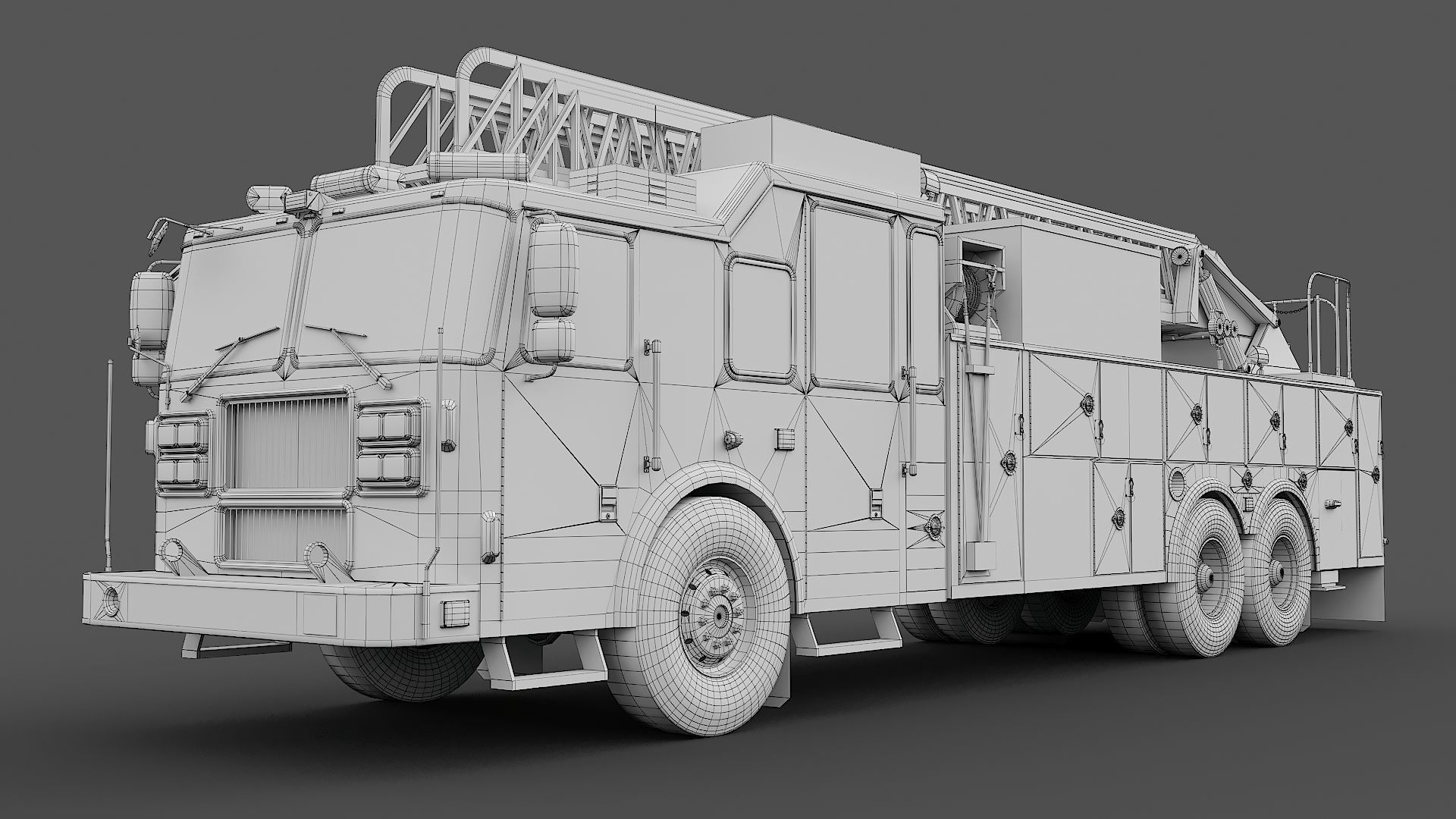 Fire Truck FDNY Ladder with Interior Low-poly 3D model_31