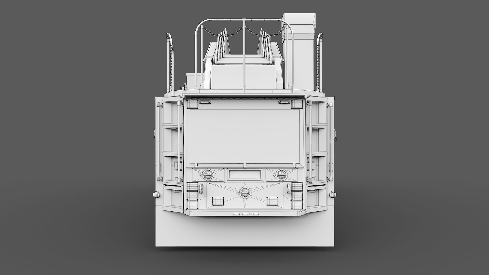 Fire Truck FDNY Ladder with Interior Low-poly 3D model_35