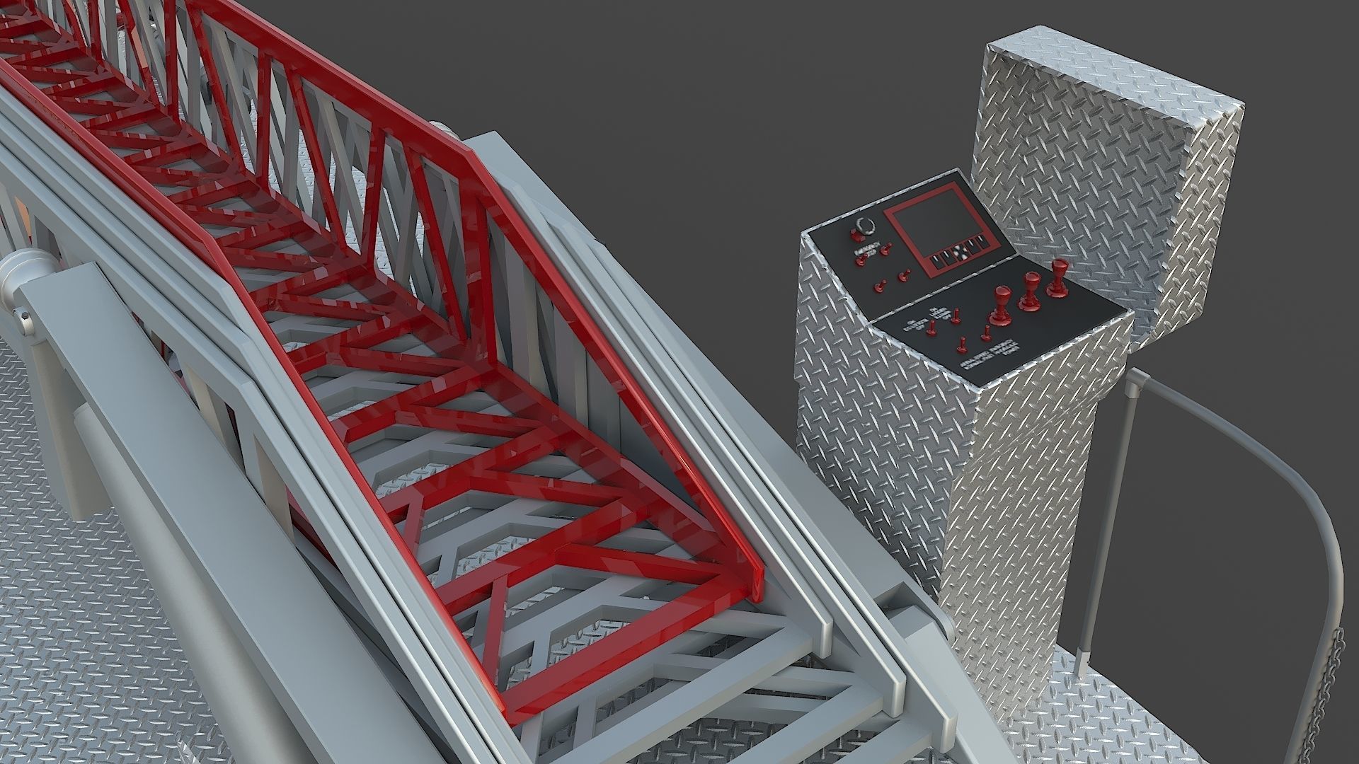 Fire Truck FDNY Ladder with Interior Low-poly 3D model_27