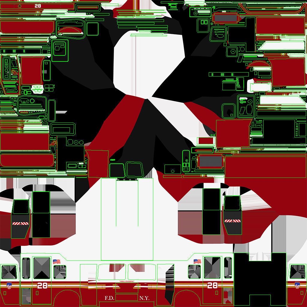 Fire Truck FDNY Ladder with Interior Low-poly 3D model_47