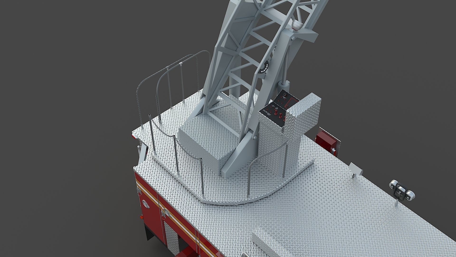 Fire Truck FDNY Ladder with Interior Low-poly 3D model_29