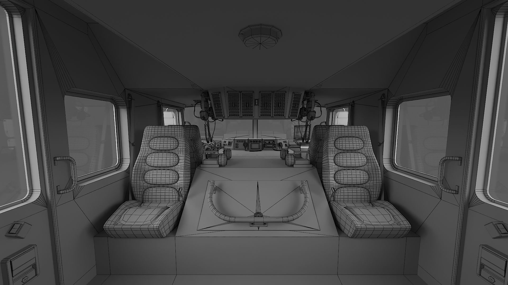 Fire Truck FDNY Ladder with Interior Low-poly 3D model_37