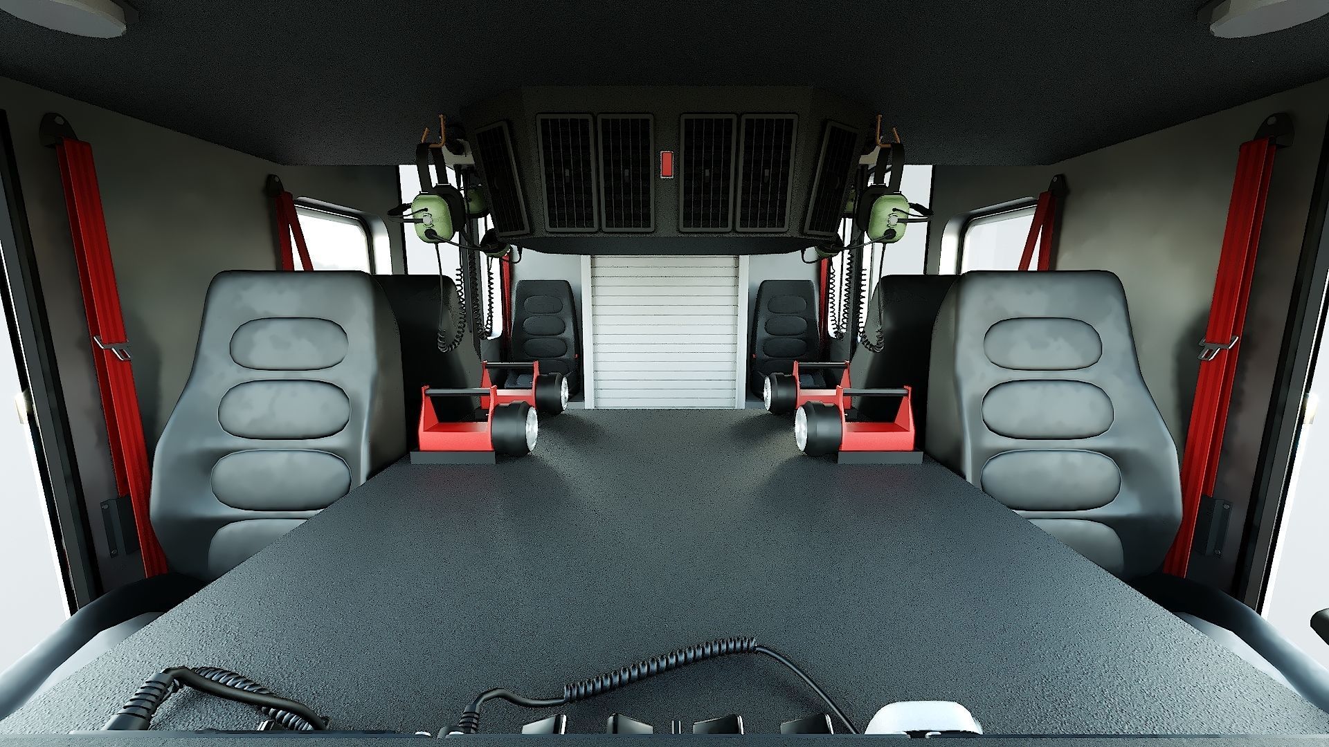 Fire Truck FDNY Ladder with Interior Low-poly 3D model_21