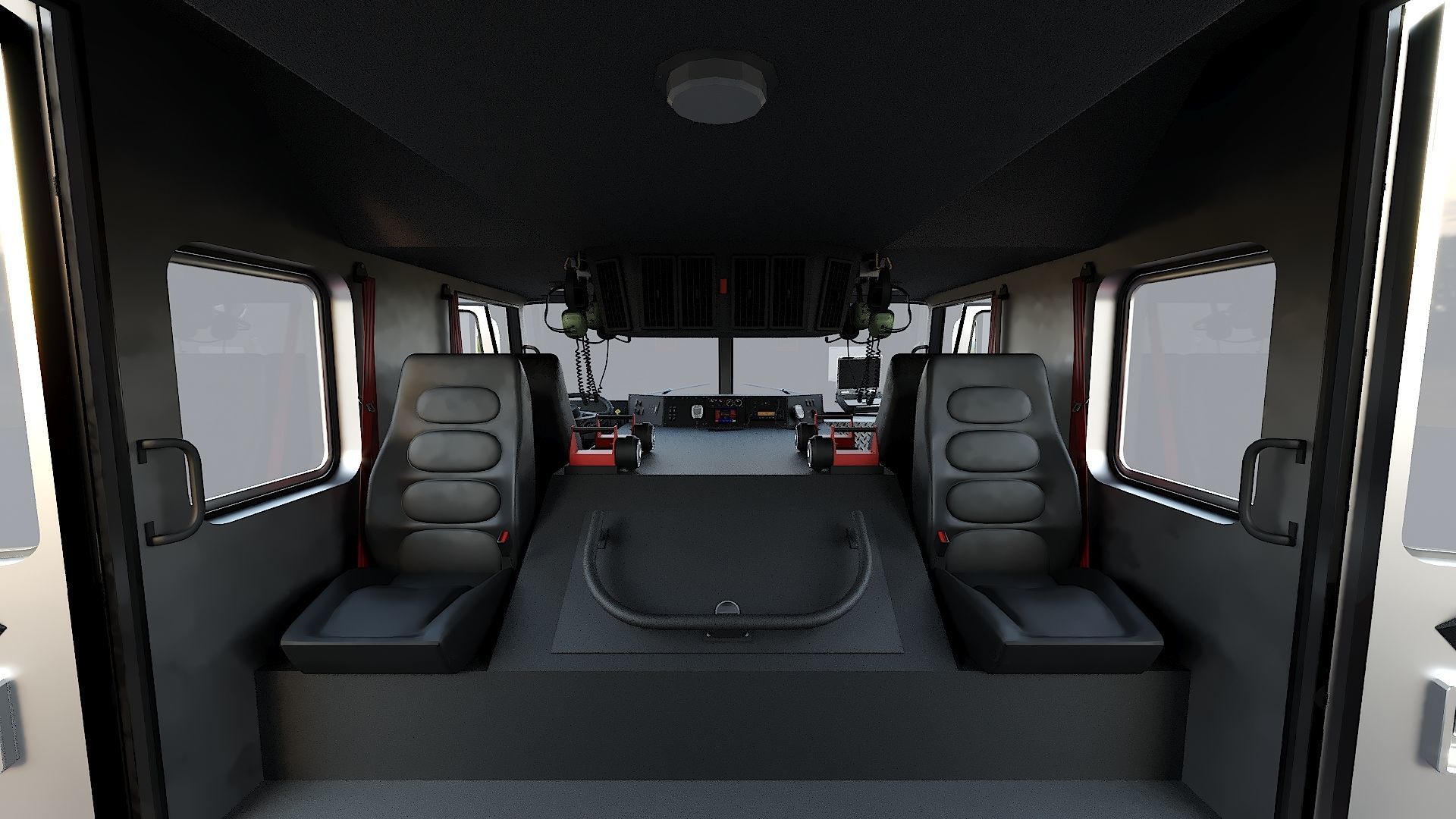 Fire Truck FDNY Ladder with Interior Low-poly 3D model_23