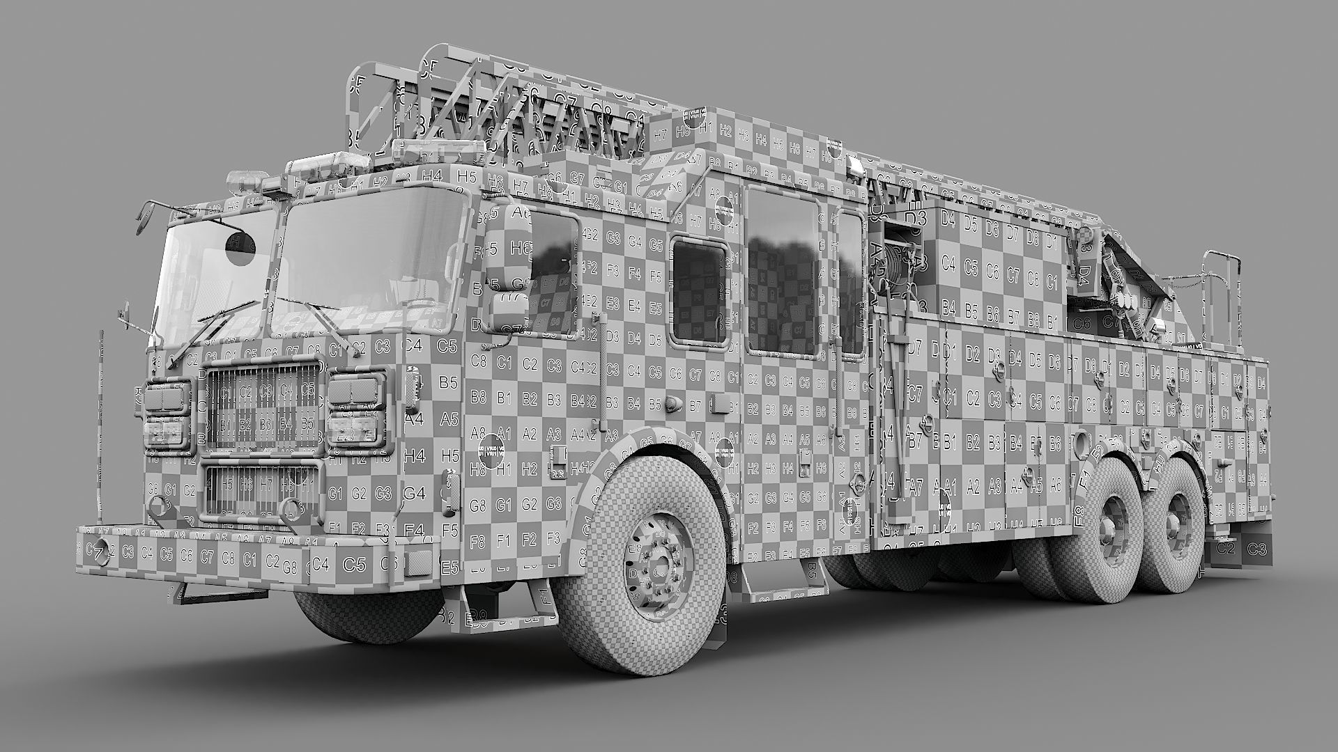 Fire Truck FDNY Ladder with Interior Low-poly 3D model_41