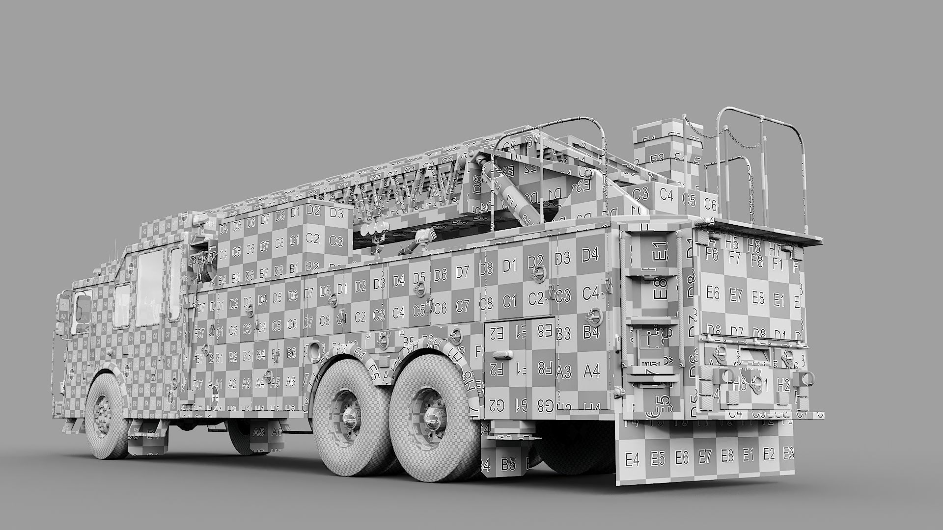 Fire Truck FDNY Ladder with Interior Low-poly 3D model_42