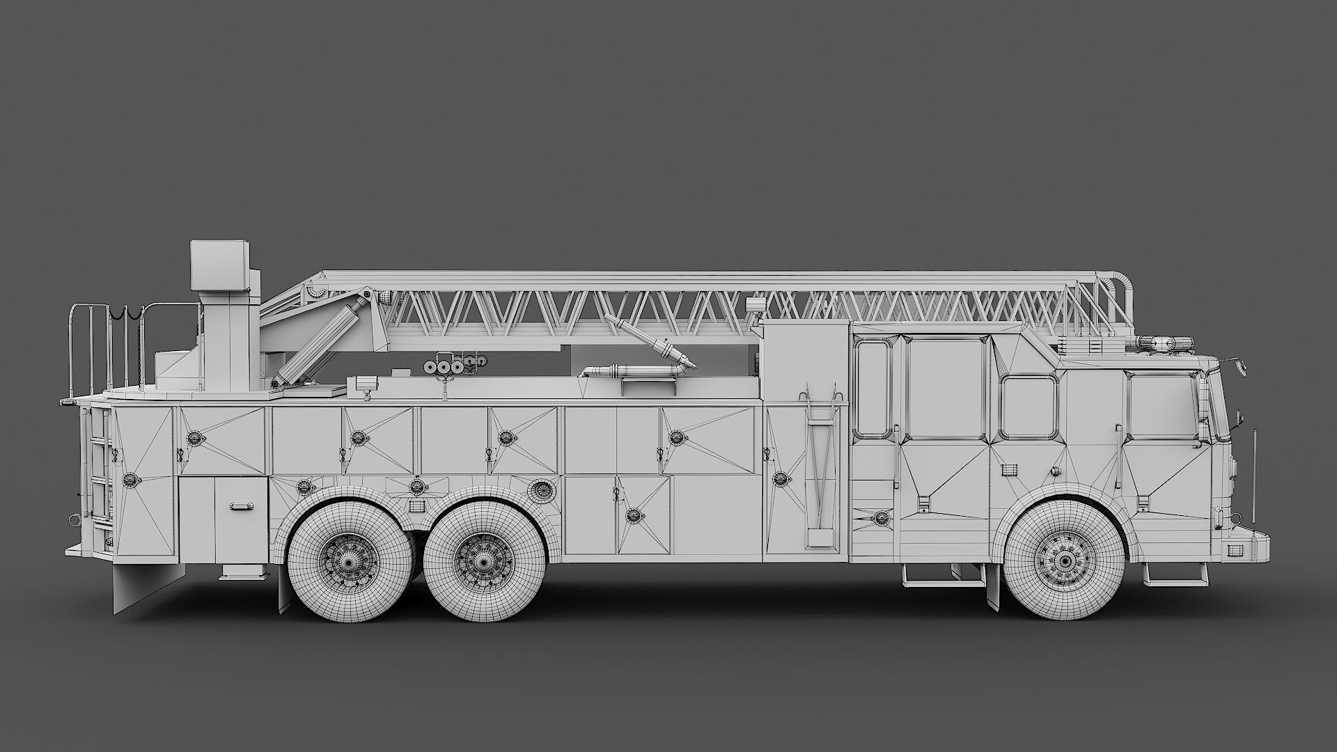 Fire Truck FDNY Ladder with Interior Low-poly 3D model_32