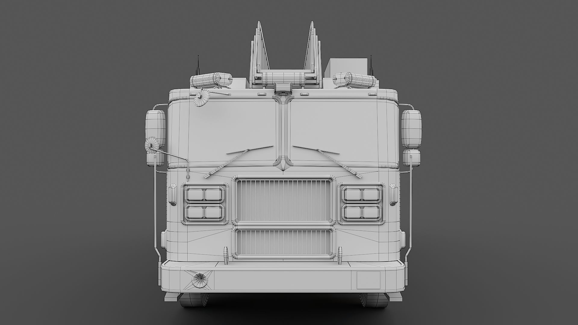 Fire Truck FDNY Ladder with Interior Low-poly 3D model_34