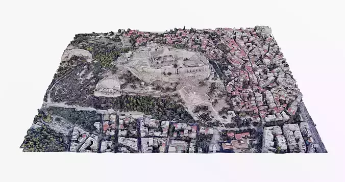Acropolis of Athens - Parthenon- panoramic Low-poly 3D model