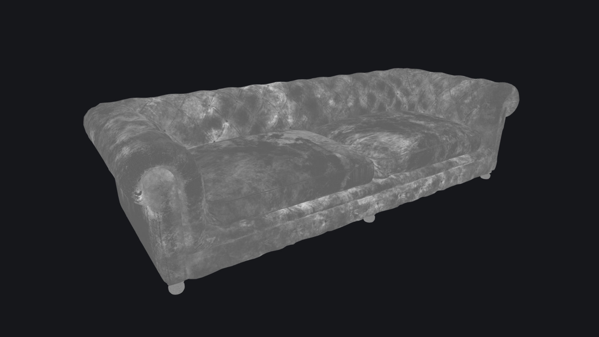 Old Dirty Chesterfield Sofa - Game Ready Asset Low-poly 3D model_2
