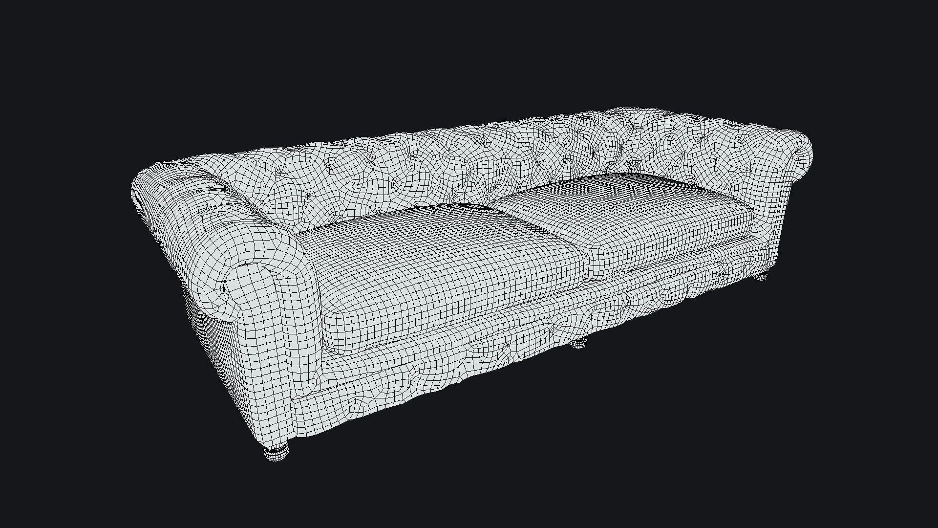 Old Dirty Chesterfield Sofa - Game Ready Asset Low-poly 3D model_1