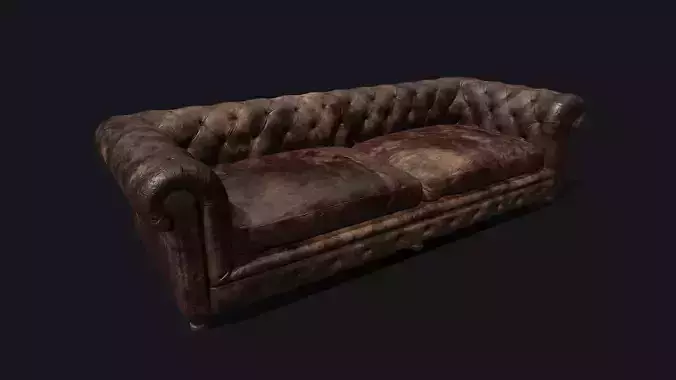 Old Dirty Chesterfield Sofa - Game Ready Asset Low-poly 3D model