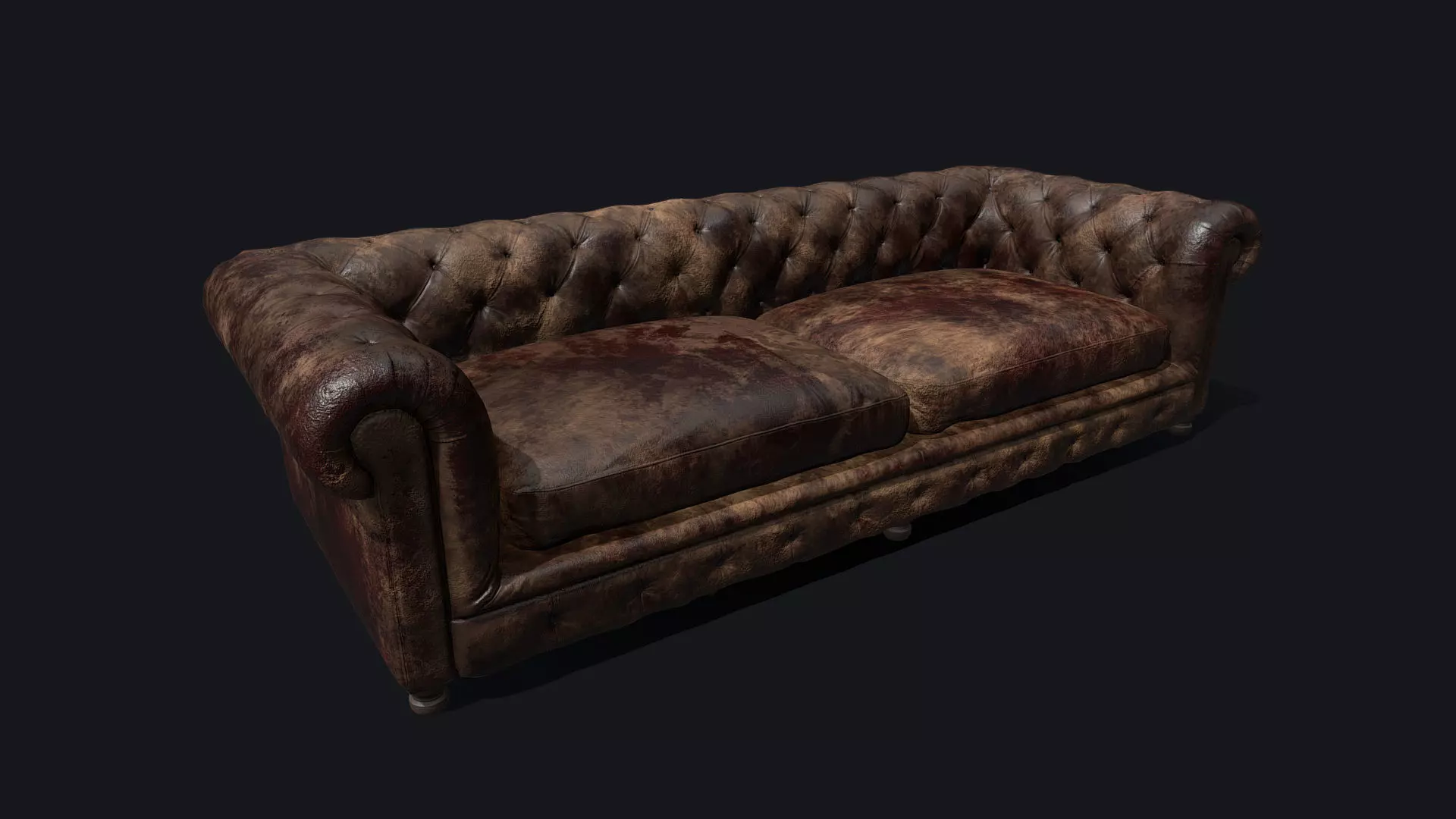 Old Dirty Chesterfield Sofa - Game Ready Asset Low-poly 3D model_0