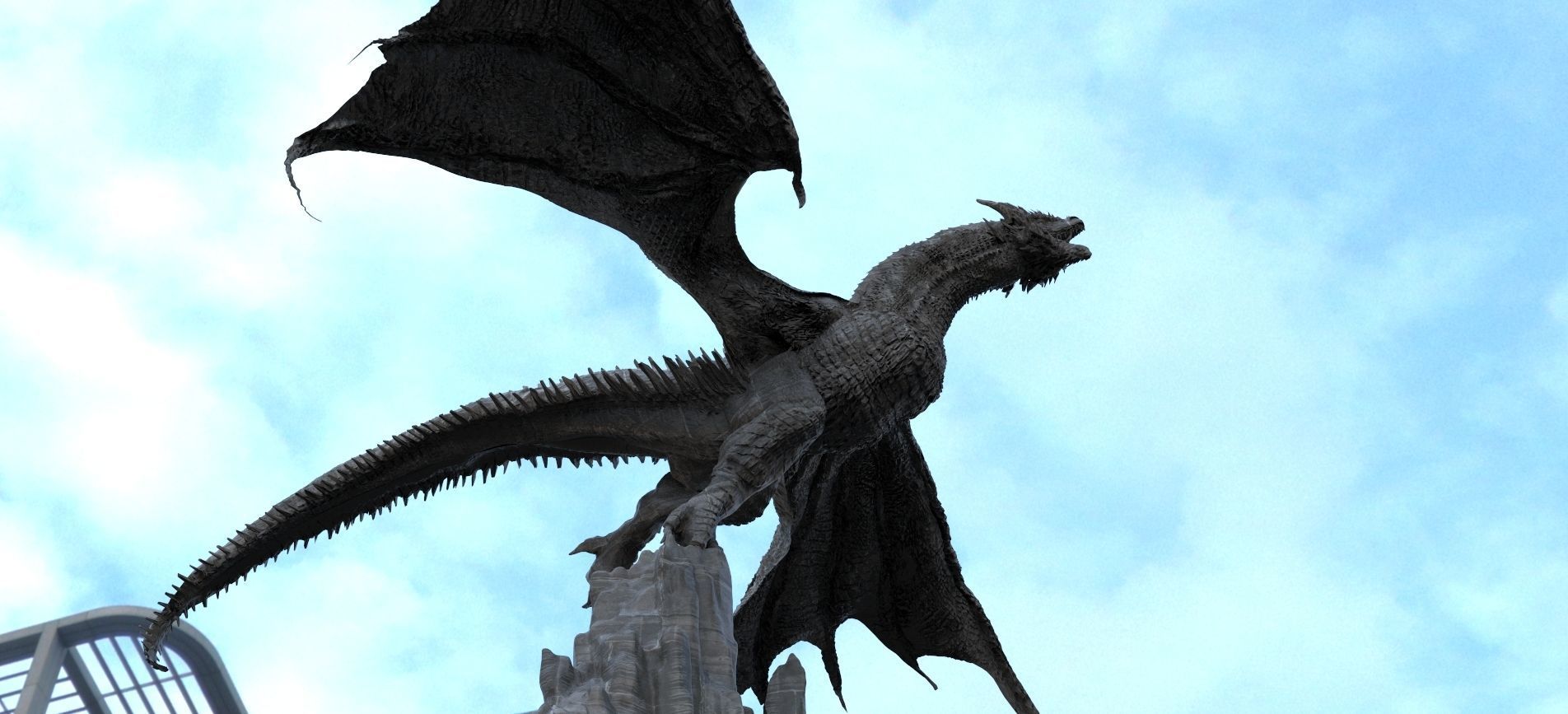 Dark Dragon Killgharrah with Cliff Model stand 3D model_4