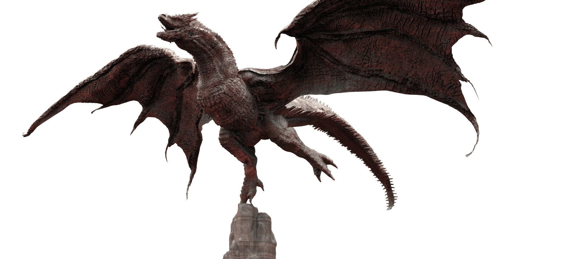 Dark Dragon Killgharrah with Cliff Model stand 3D model_5