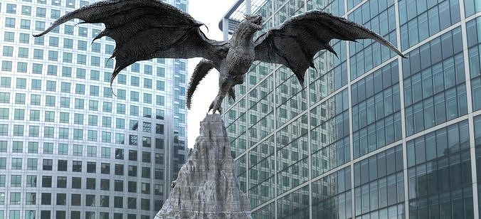 Dark Dragon Killgharrah with Cliff Model stand 3D model