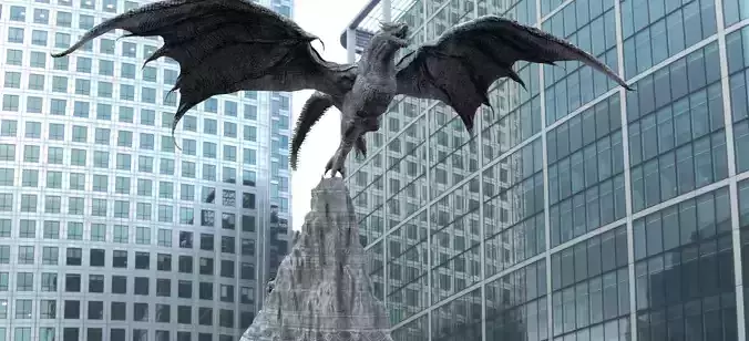Dark Dragon Killgharrah with Cliff Model stand 3D model