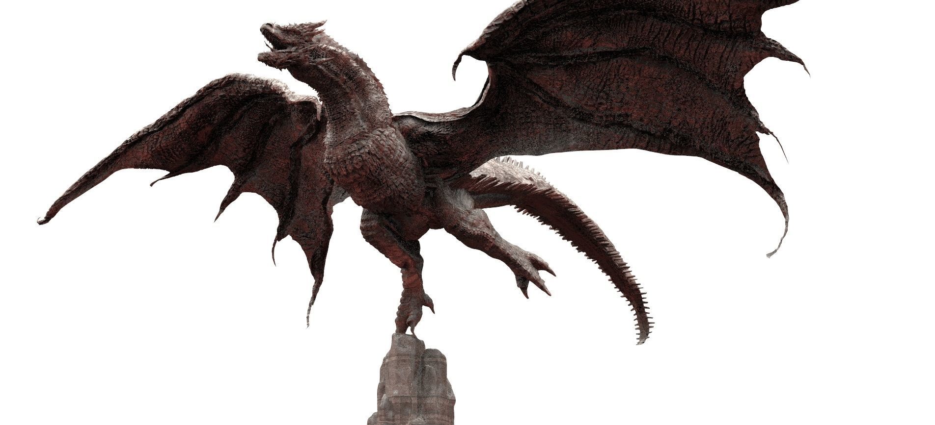 Dark Dragon Killgharrah with Cliff Model stand 3D model_1