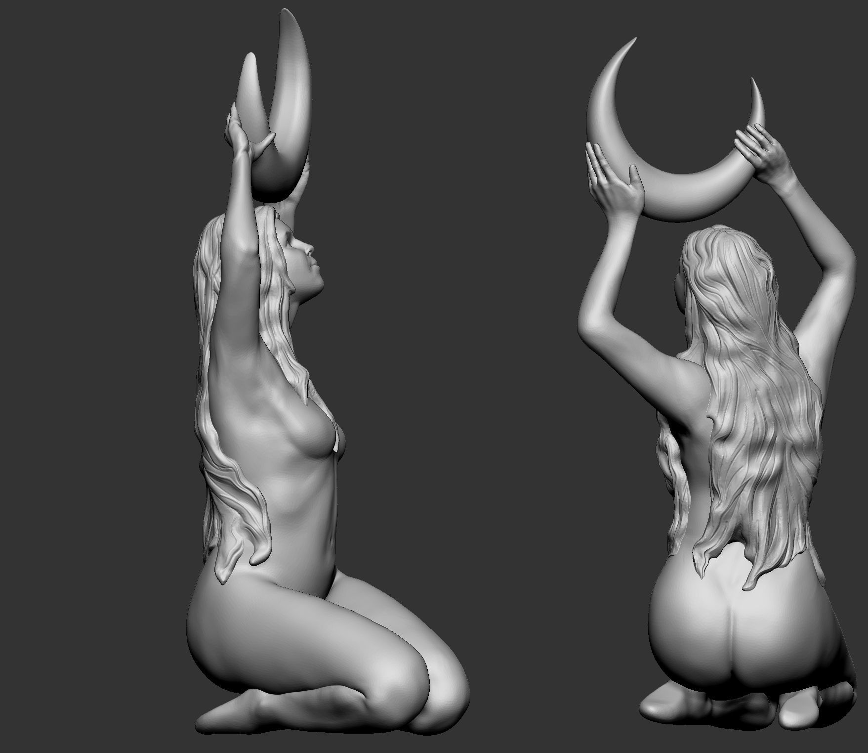 Moon Godness Girl 3D print model_2
