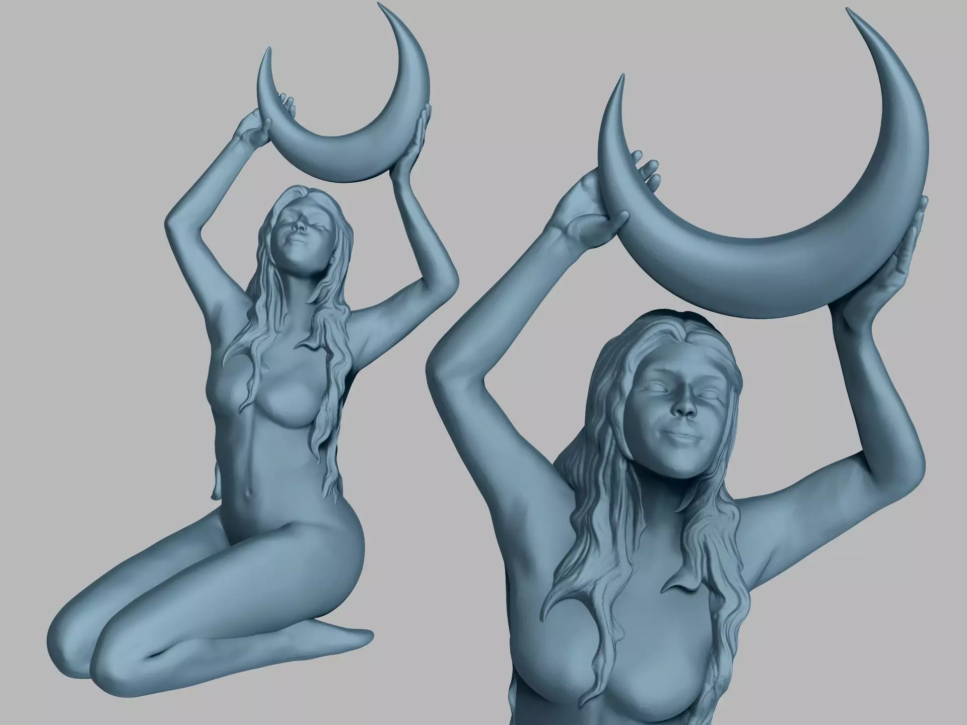 Moon Godness Girl 3D print model_0