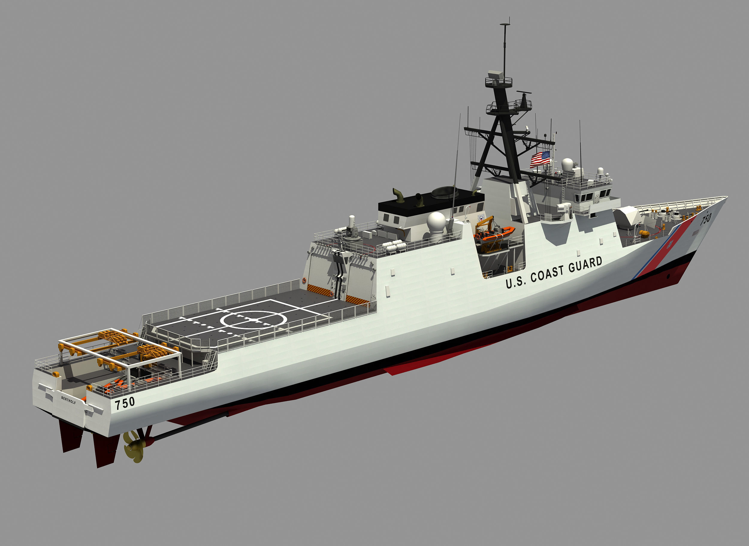 USCGC BERTHOLF US COAST GUARD CUTTER 3D model_14