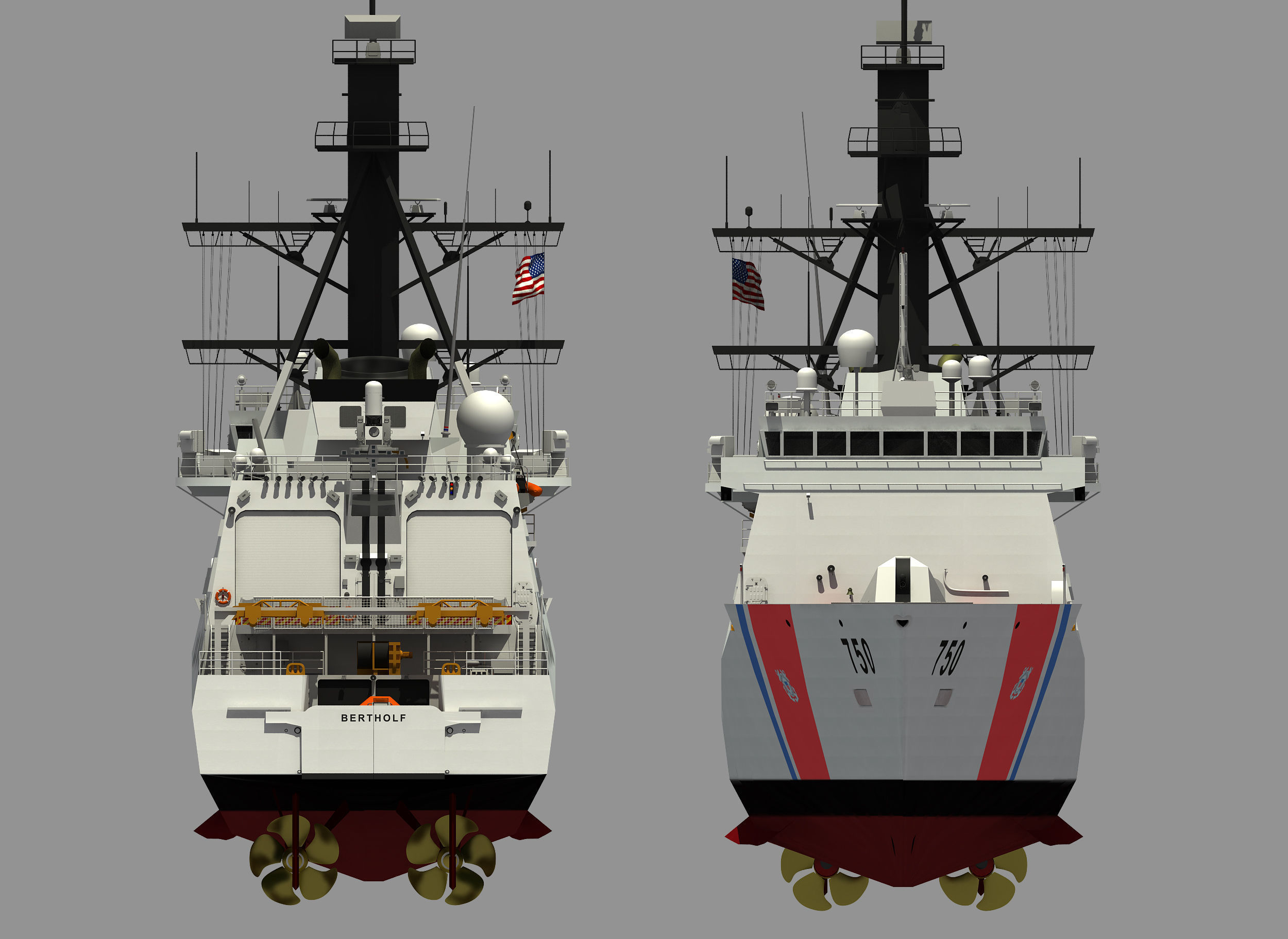USCGC BERTHOLF US COAST GUARD CUTTER 3D model_1