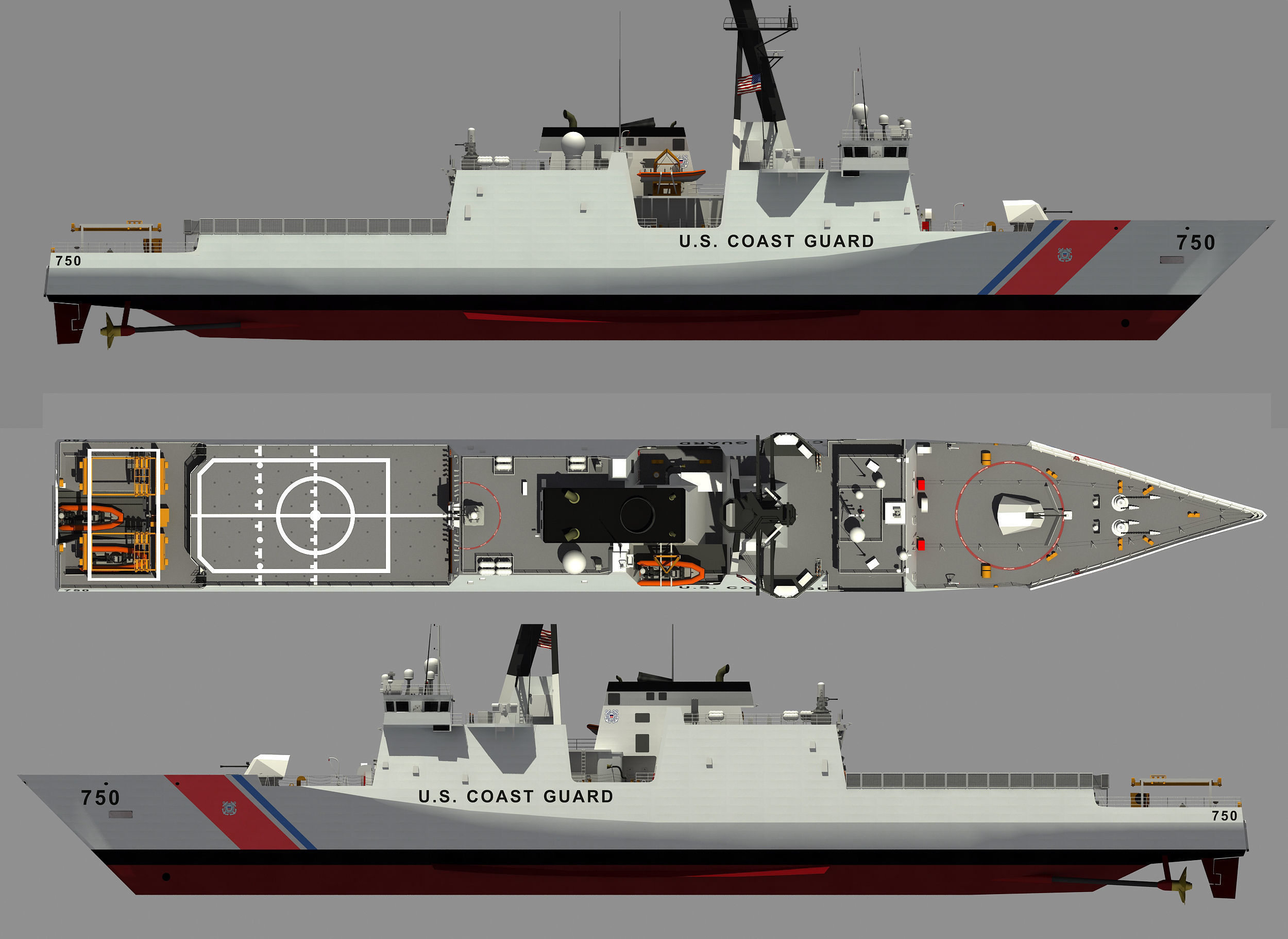 USCGC BERTHOLF US COAST GUARD CUTTER 3D model_3