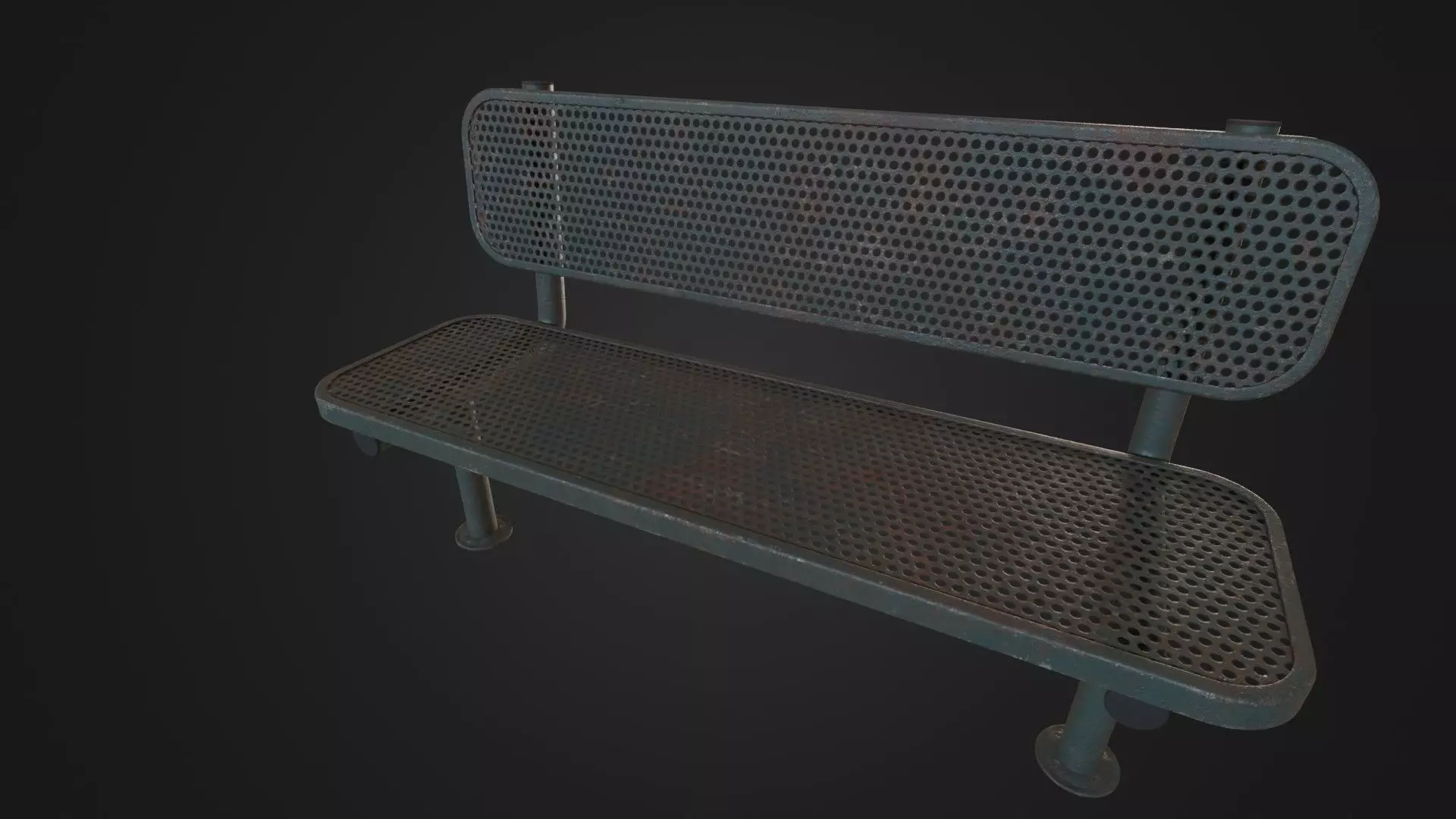 Old dirty metal bench Low-poly 3D model