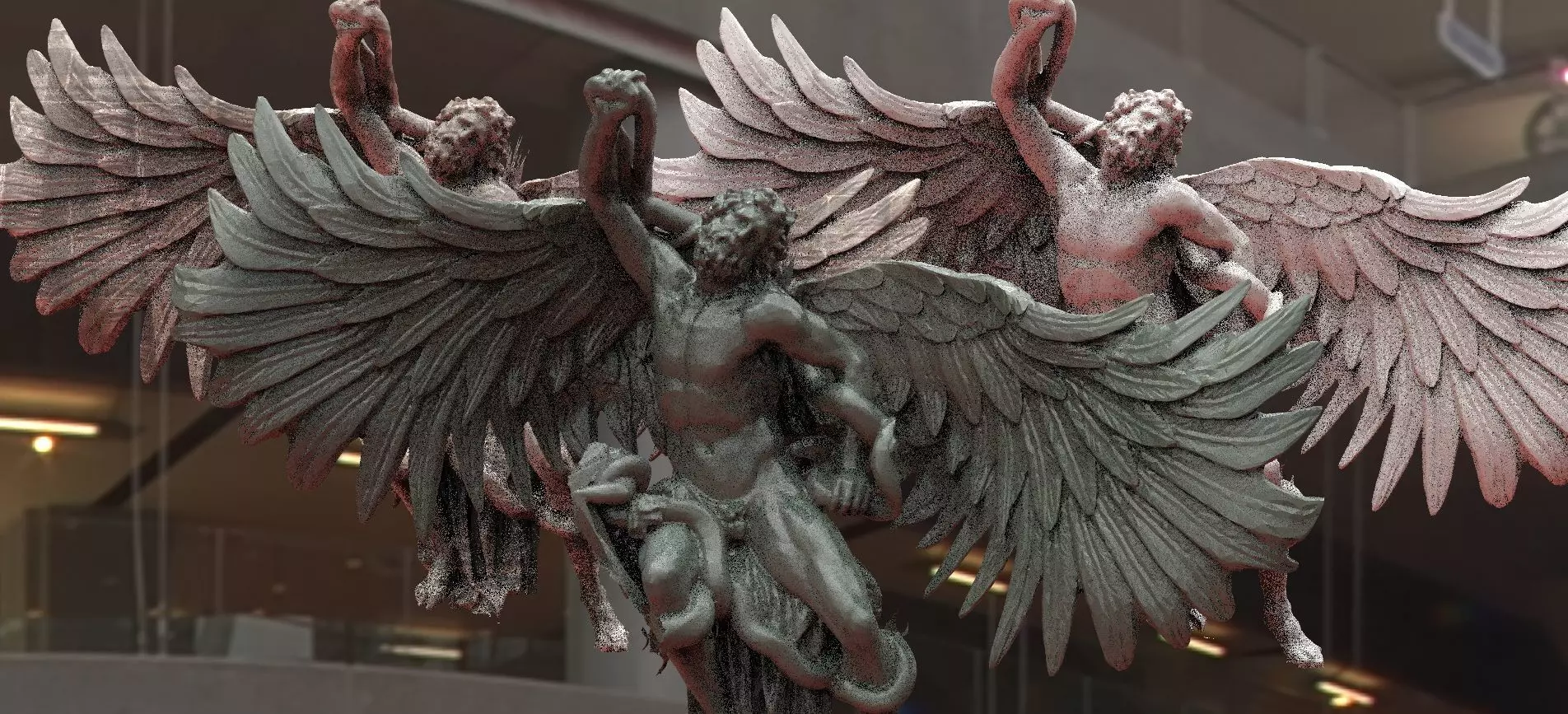 Ancient Greek Statue Winged 3D model_0