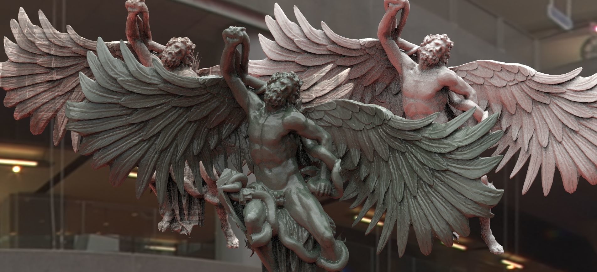 Ancient Greek Statue Winged 3D model_1