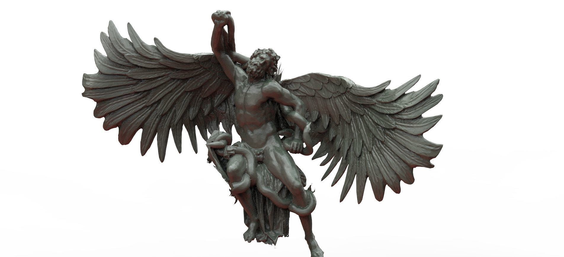Ancient Greek Statue Winged 3D model_2