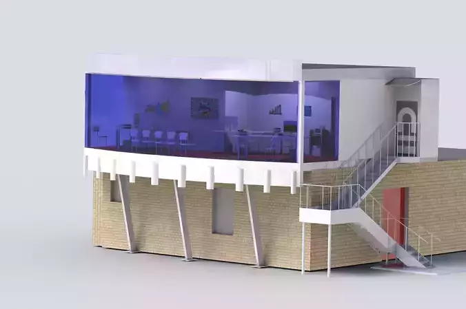 Office building with glass roof