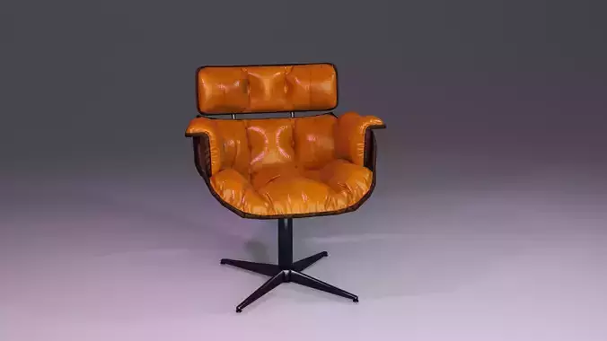 Armchair - LowPoly orange leather chair