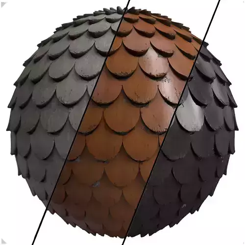 Roof Tile Materials 13- By 3 color Pbr By Sbsar 4k