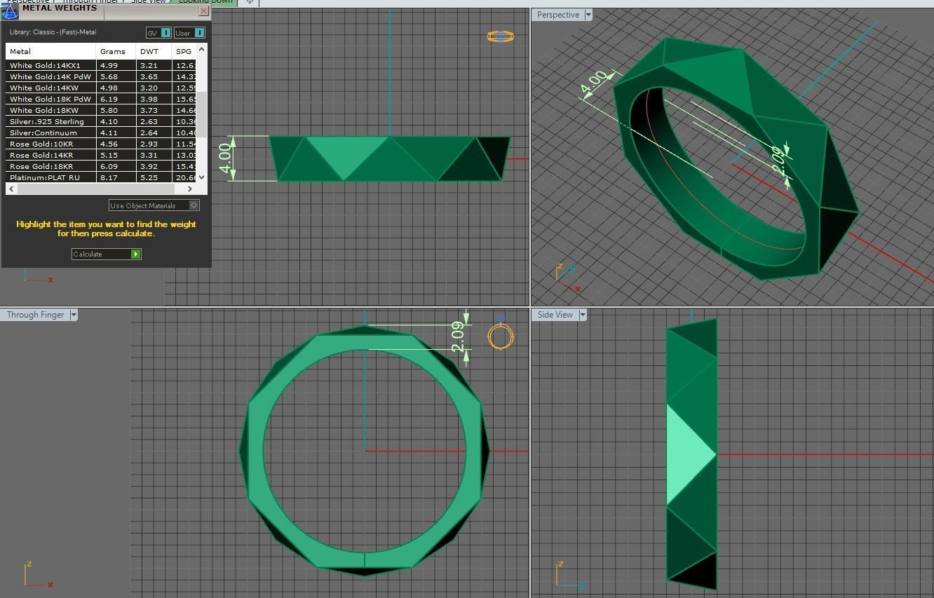 geometry gold wedding ring 3D print model_3