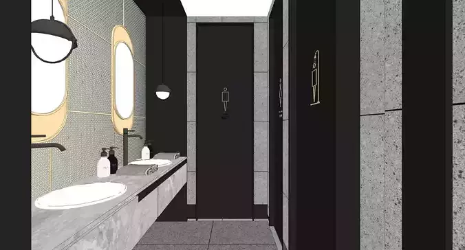 Modern industrial style public toilet  modern